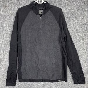 Eddie Bauer Sweater Mens  L Black Gray 1/4 Zip Outdoors Casual Preppy